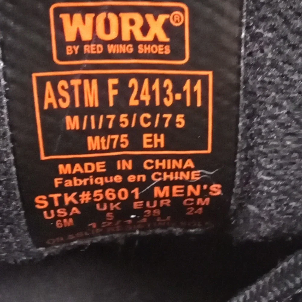 Worx by Red Wing Shoes 5601 Men Black Leather Metatarsal Steel Toe Work Boots 6M